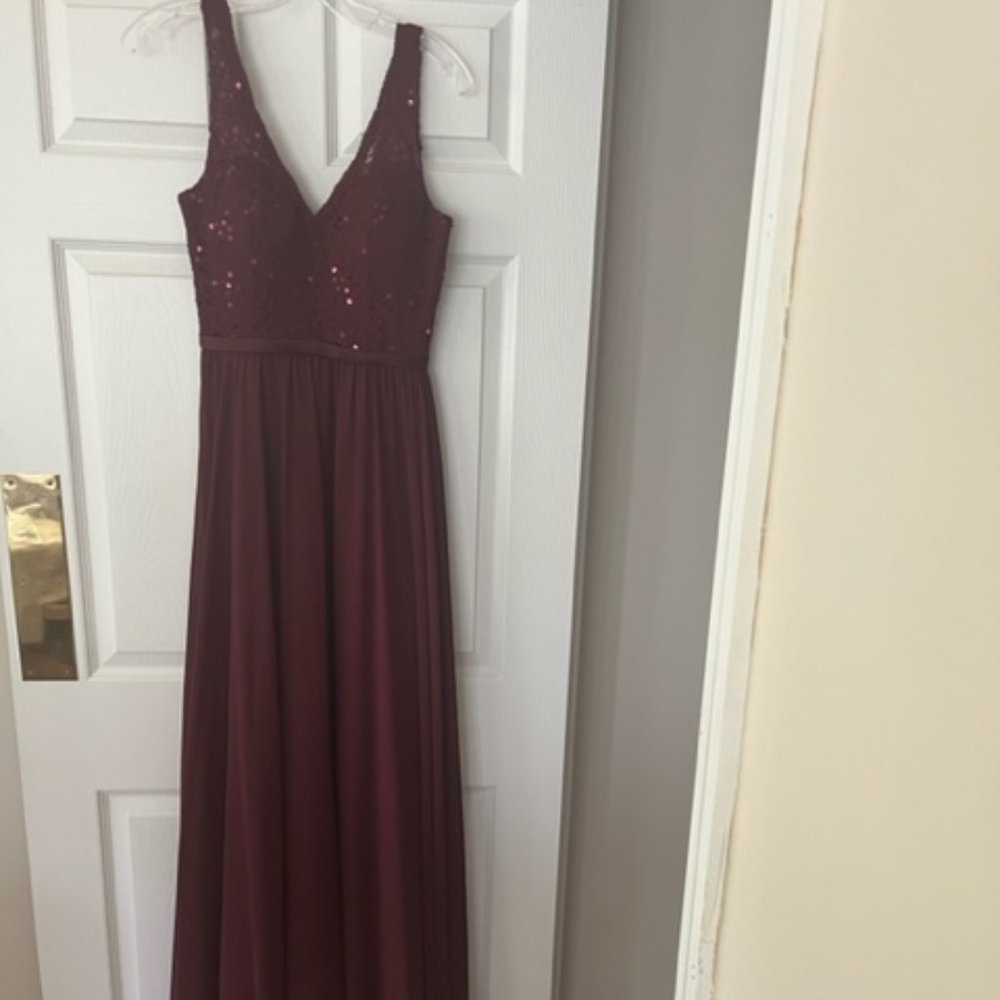MORILEE Chiffon Bridesmaids Dress with Intricately Embroidered and Beaded Bodice